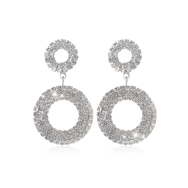 Geometric Temperament Claw Chain Rhinestone Hoop Earrings display picture 1