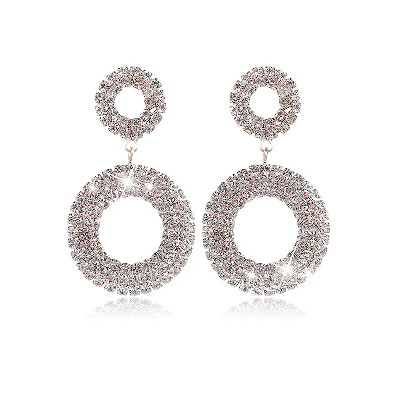 Geometric Temperament Claw Chain Rhinestone Hoop Earrings display picture 3