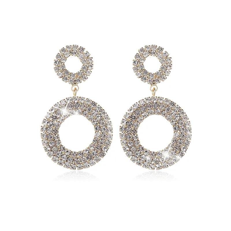 Geometric Temperament Claw Chain Rhinestone Hoop Earrings display picture 4