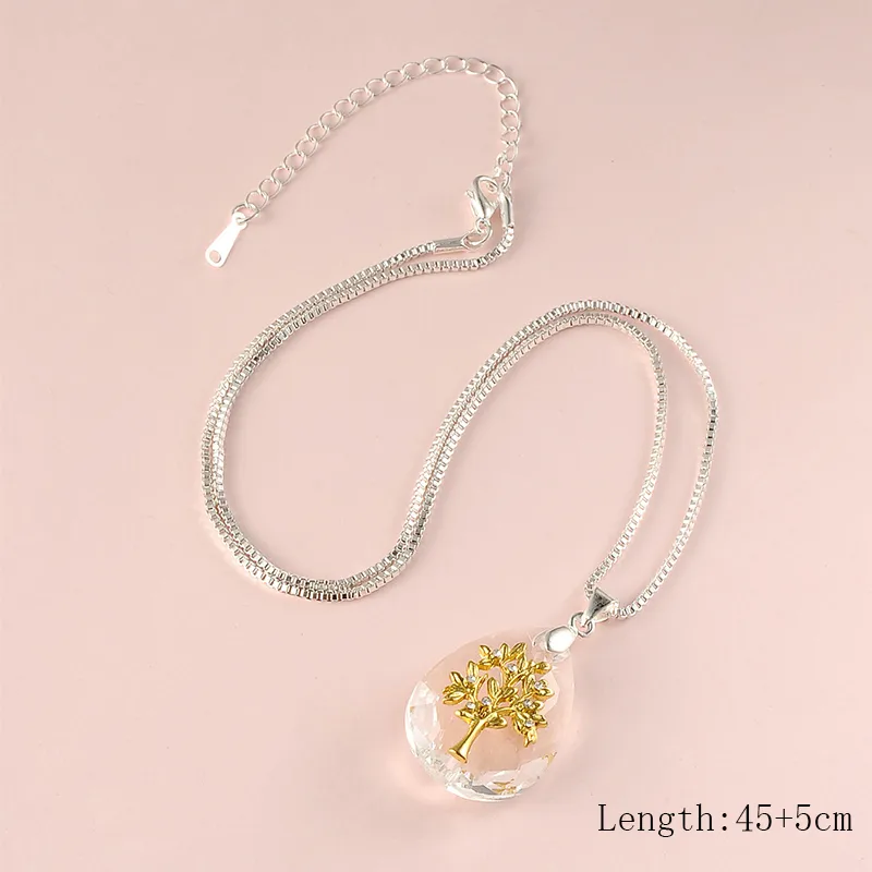 Fashion Water Droplets Alloy Glass Copper Clad Iron Wholesale Pendant Necklace display picture 1