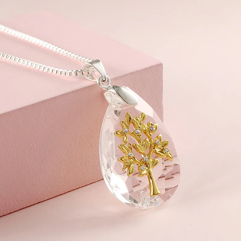 Fashion Water Droplets Alloy Glass Copper Clad Iron Wholesale Pendant Necklace display picture 3
