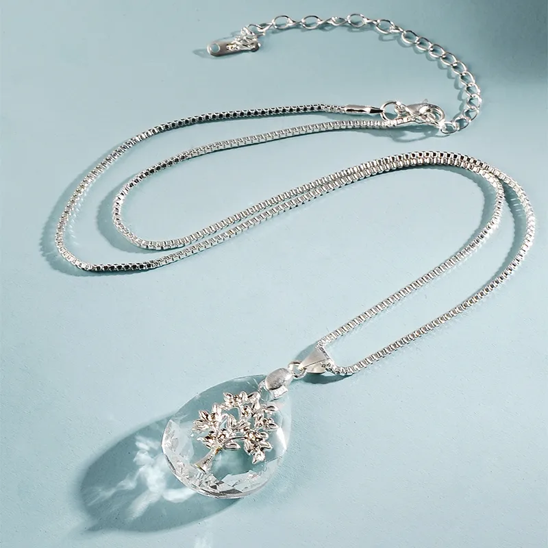 Fashion Water Droplets Alloy Glass Copper Clad Iron Wholesale Pendant Necklace display picture 4