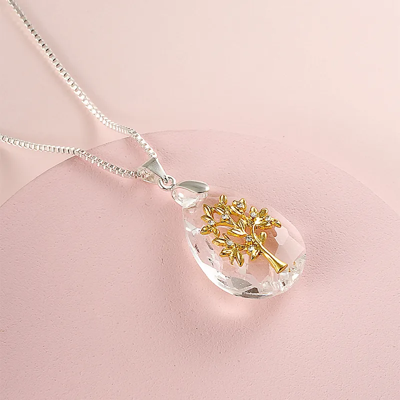 Fashion Water Droplets Alloy Glass Copper Clad Iron Wholesale Pendant Necklace display picture 6