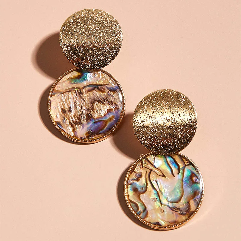 Frosted Geometric Round Amber Stud Earrings display picture 2