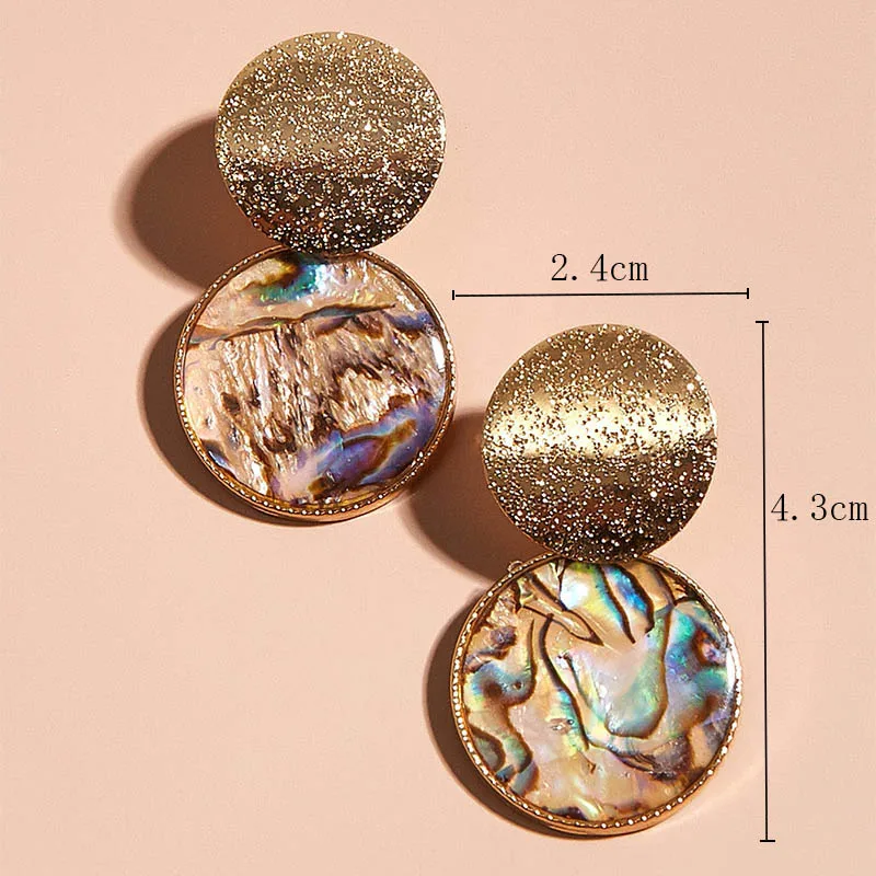 Frosted Geometric Round Amber Stud Earrings display picture 4
