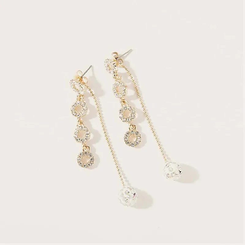 Rhinestone Clay Ball Tassel Stud Earrings display picture 1