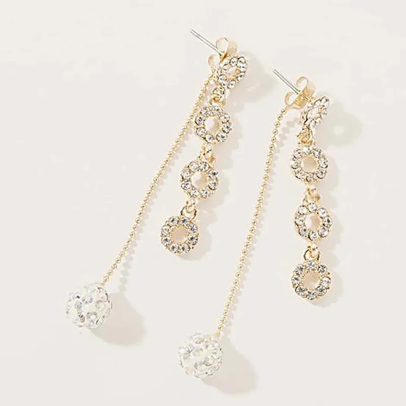 Rhinestone Clay Ball Tassel Stud Earrings display picture 2