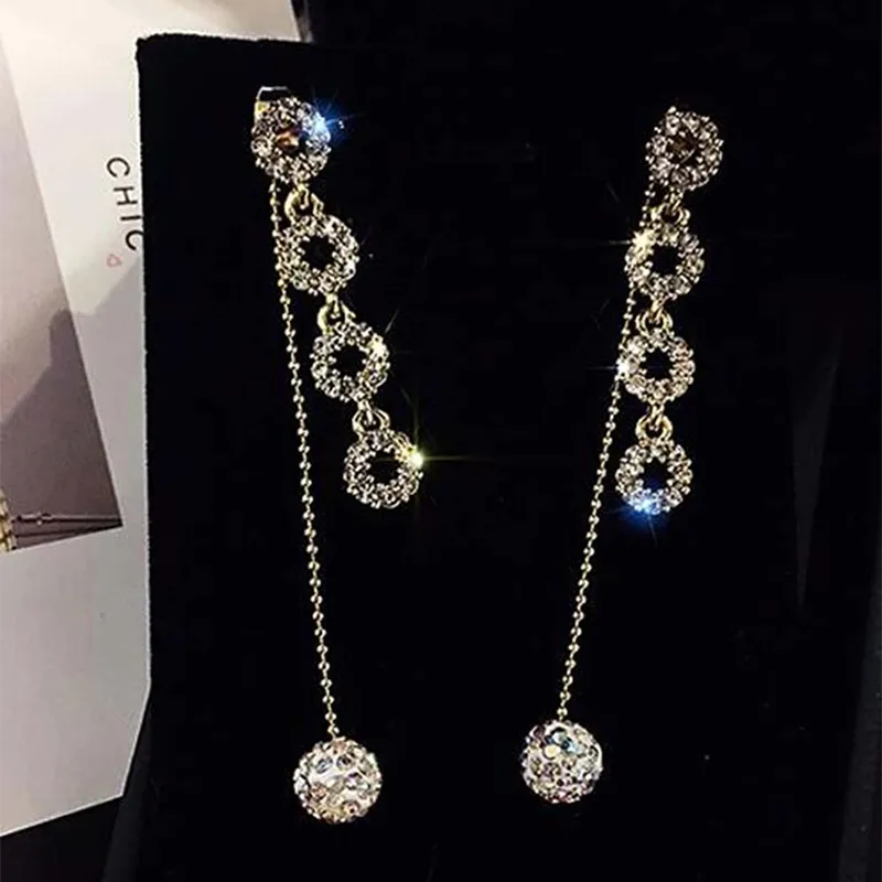 Rhinestone Clay Ball Tassel Stud Earrings display picture 3