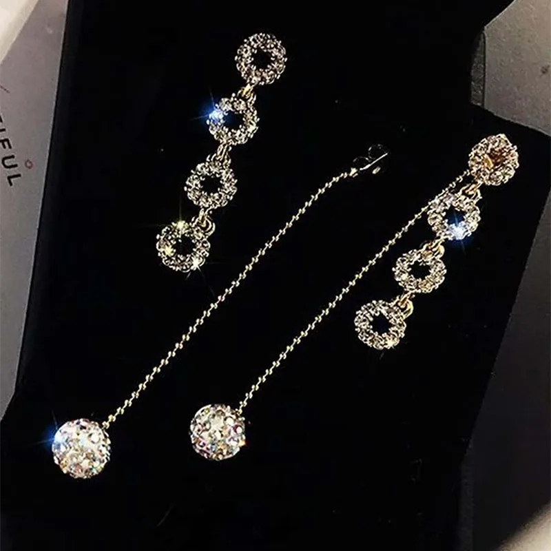 Rhinestone Clay Ball Tassel Stud Earrings display picture 4