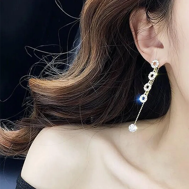 Rhinestone Clay Ball Tassel Stud Earrings display picture 5