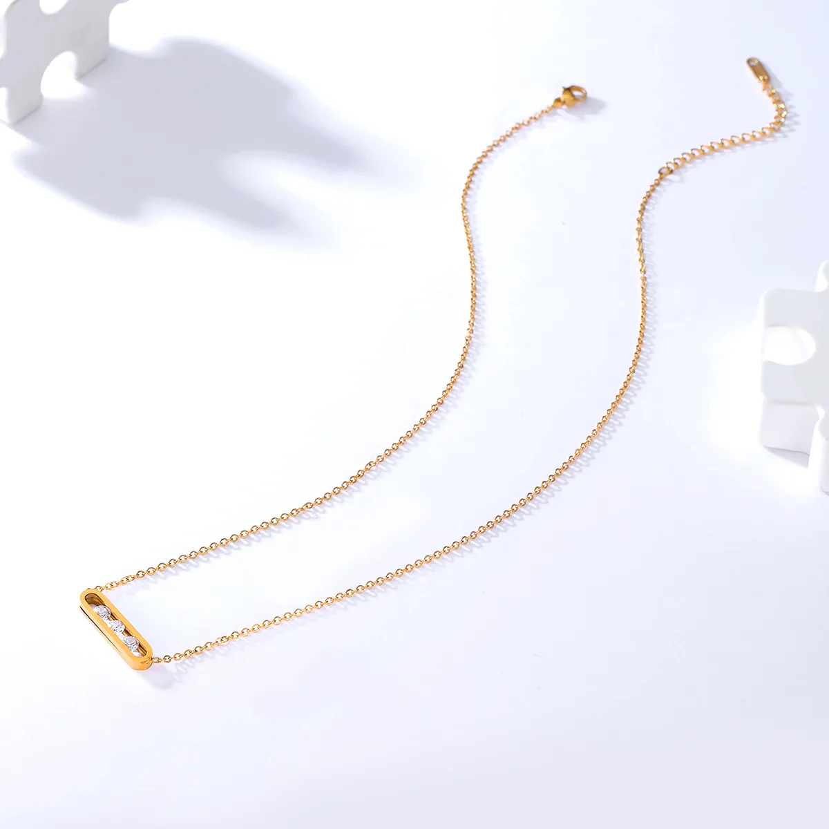 201 Stainless Steel 18K Gold Plated Simple Style Geometric Zircon display picture 2