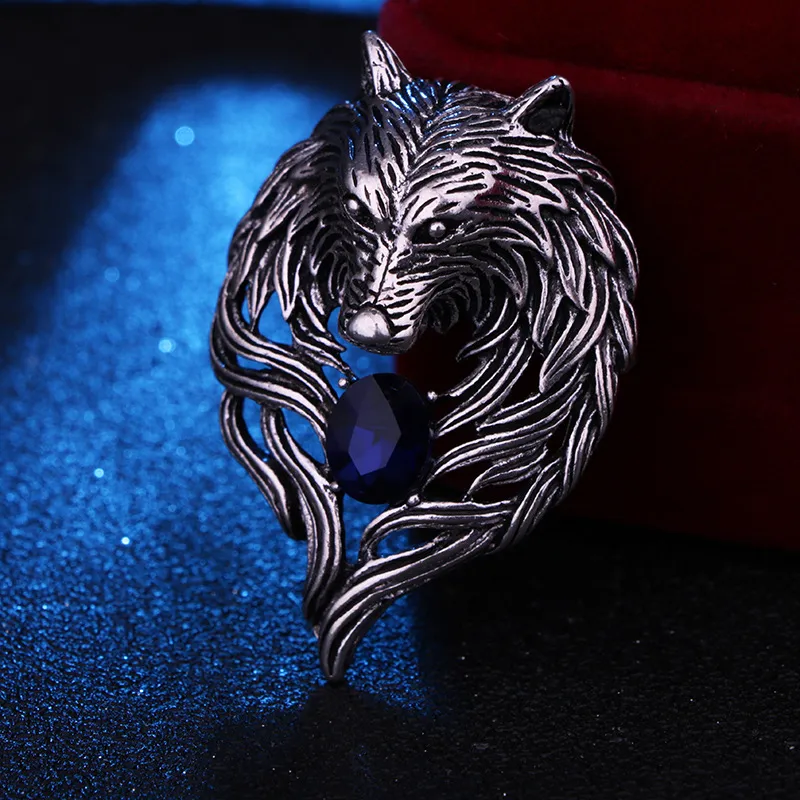 Vintage Style Wolf Alloy Zinc Inlaid Crystal Artificial Crystal Men'S Brooches display picture 3