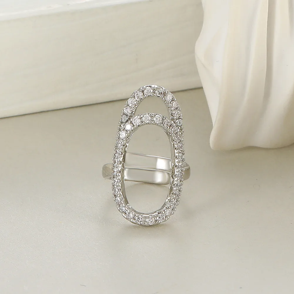 Fashion Geometric Copper Rings Hollow Out Artificial Gemstones Copper Rings display picture 6