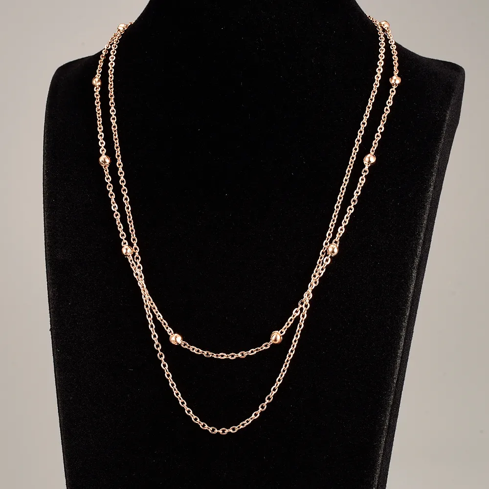 Wholesale Jewelry Fashion Geometric 304 Stainless Steel Titanium Steel 18K Gold Plated Rose Gold Plated Plating Layered Necklaces display picture 1