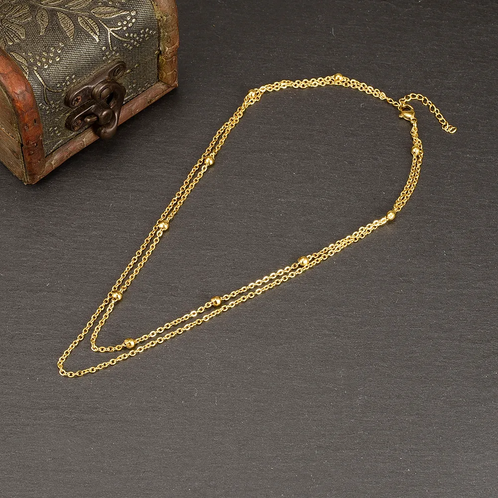 Wholesale Jewelry Fashion Geometric 304 Stainless Steel Titanium Steel 18K Gold Plated Rose Gold Plated Plating Layered Necklaces display picture 2