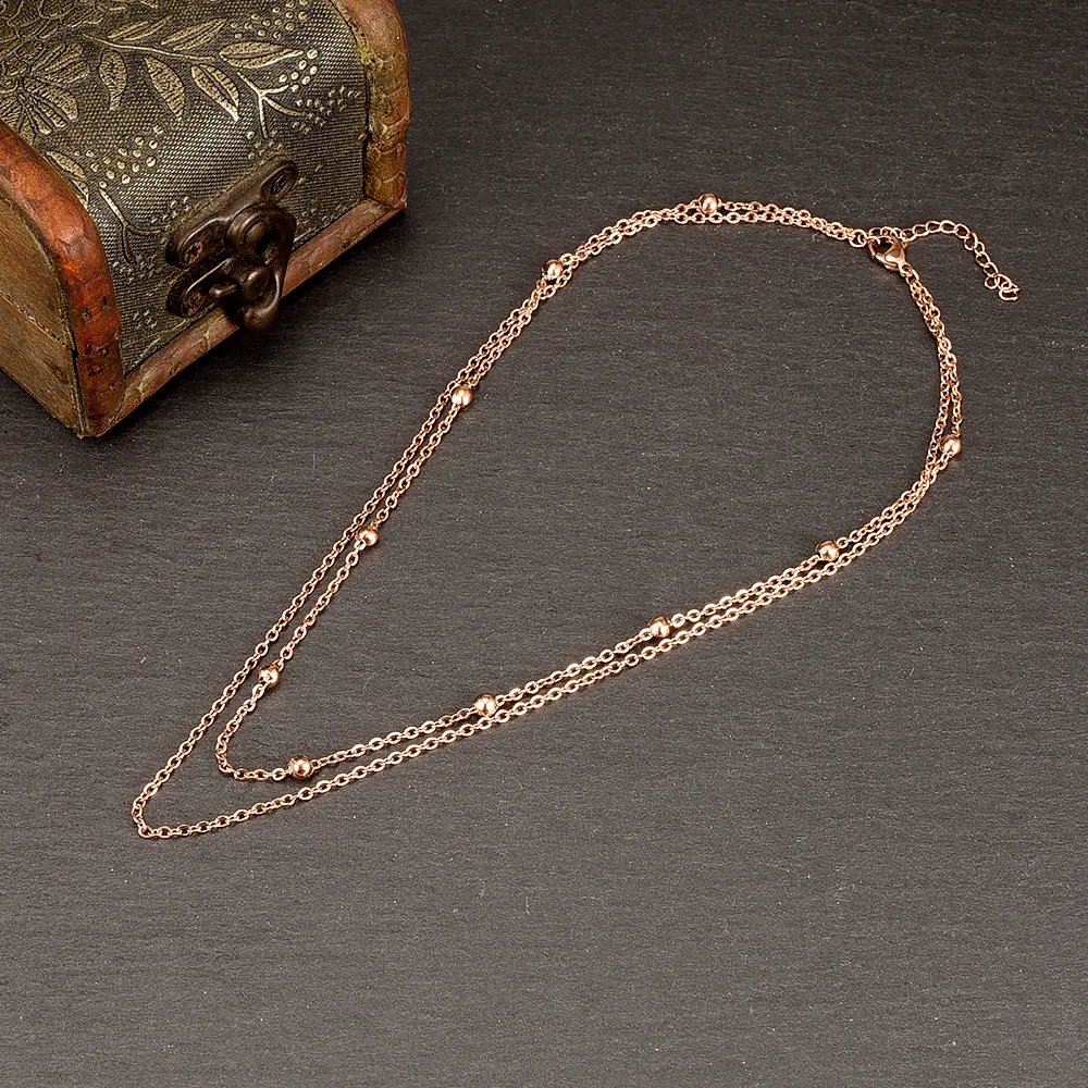 Wholesale Jewelry Fashion Geometric 304 Stainless Steel Titanium Steel 18K Gold Plated Rose Gold Plated Plating Layered Necklaces display picture 5