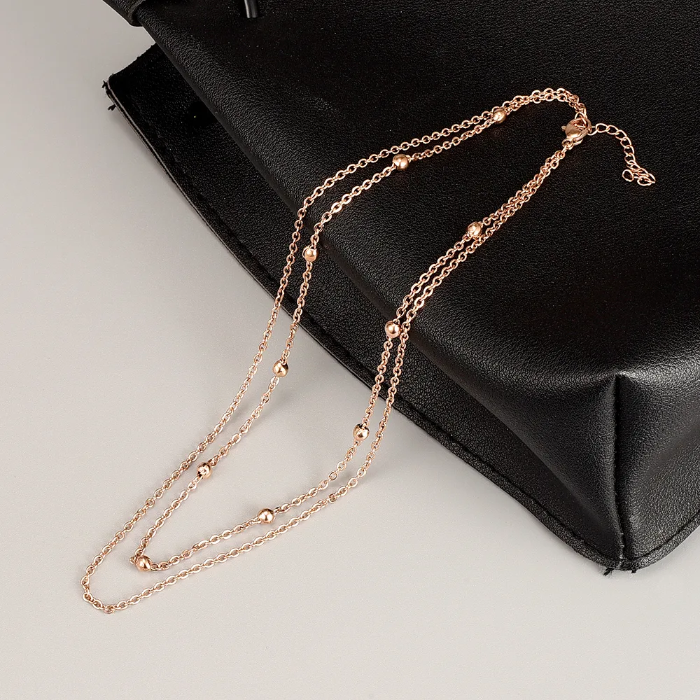 Wholesale Jewelry Fashion Geometric 304 Stainless Steel Titanium Steel 18K Gold Plated Rose Gold Plated Plating Layered Necklaces display picture 3
