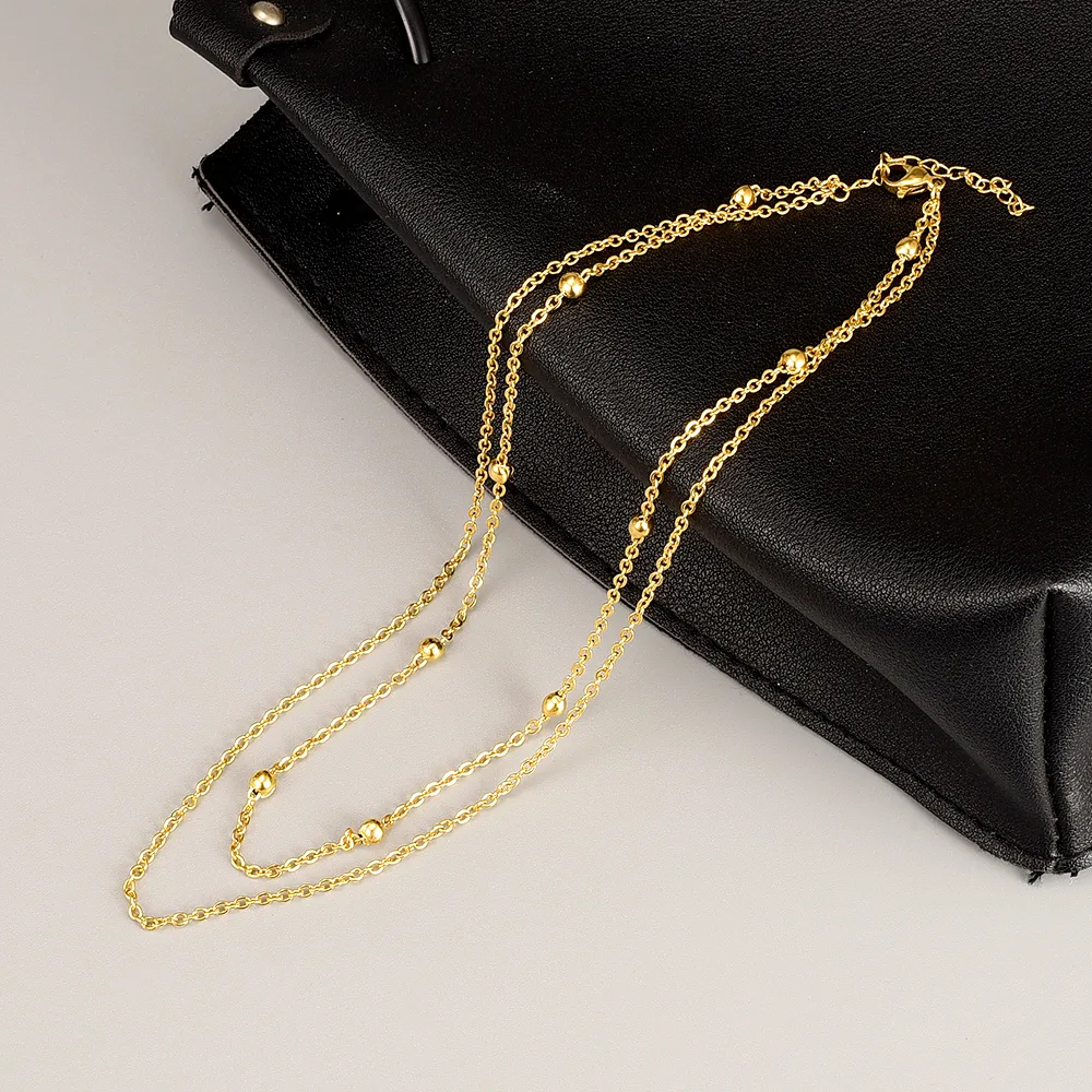 Wholesale Jewelry Fashion Geometric 304 Stainless Steel Titanium Steel 18K Gold Plated Rose Gold Plated Plating Layered Necklaces display picture 4