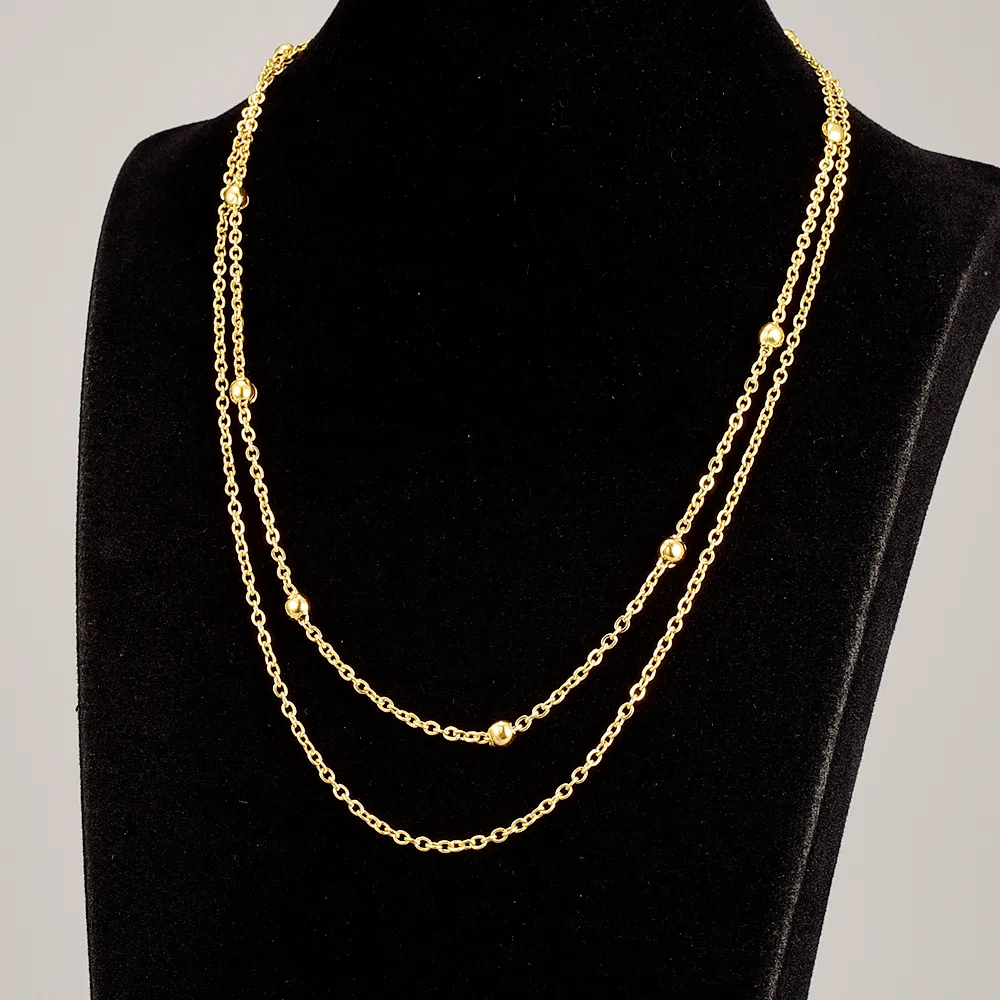 Wholesale Jewelry Fashion Geometric 304 Stainless Steel Titanium Steel 18K Gold Plated Rose Gold Plated Plating Layered Necklaces display picture 6