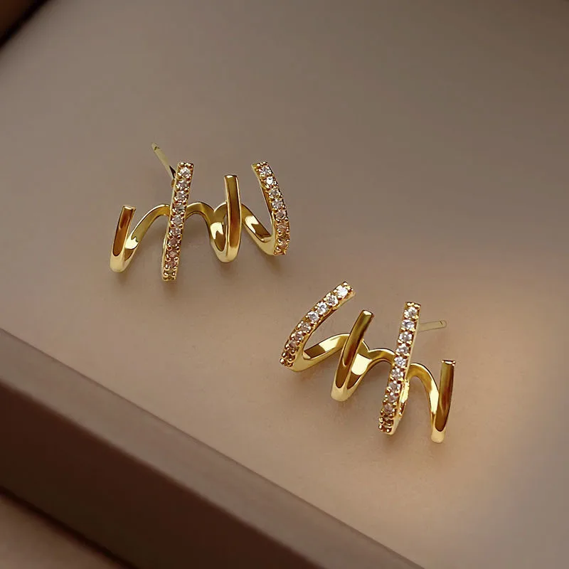 Fashion Geometric Alloy Inlay Artificial Rhinestones Ear Studs display picture 2