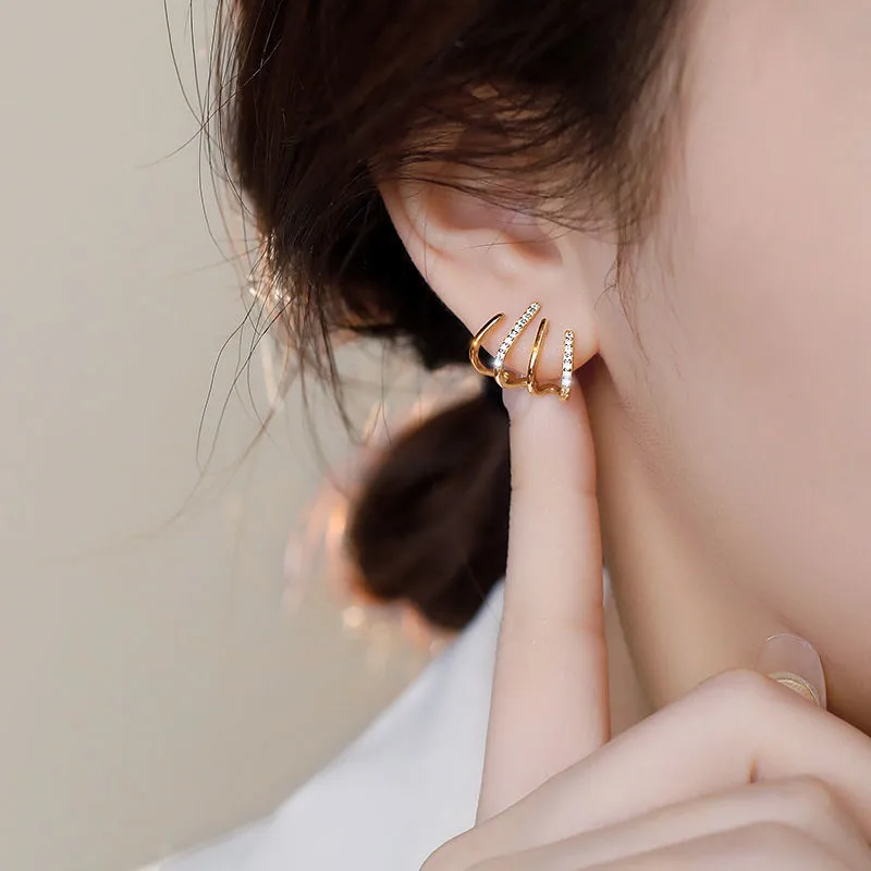 Fashion Geometric Alloy Inlay Artificial Rhinestones Ear Studs display picture 3