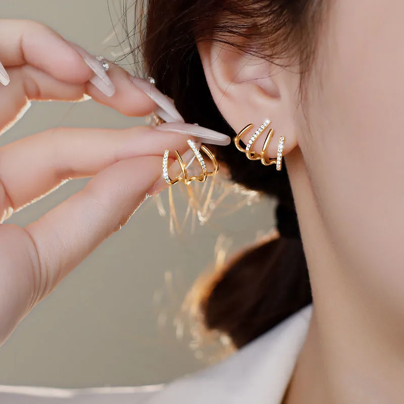Fashion Geometric Alloy Inlay Artificial Rhinestones Ear Studs display picture 1