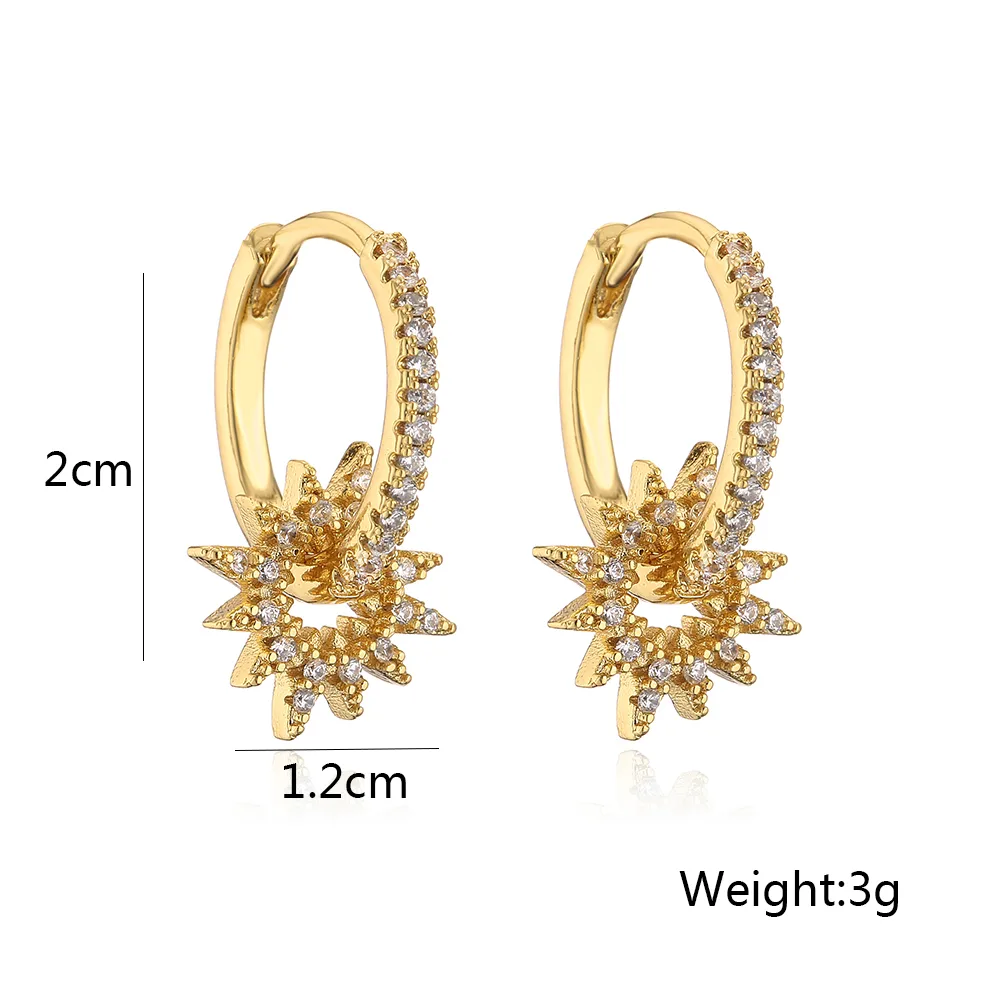 Fashion Star Moon Copper Dangling Earrings Inlay Zircon Copper Earrings display picture 8