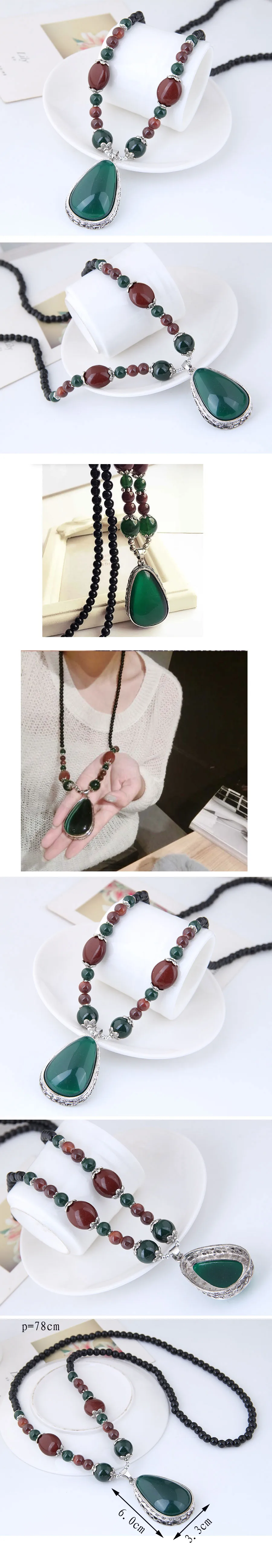 Vintage Style Water Droplets Synthetic Resin Alloy Beaded Sweater Chain 1 Piece display picture 1