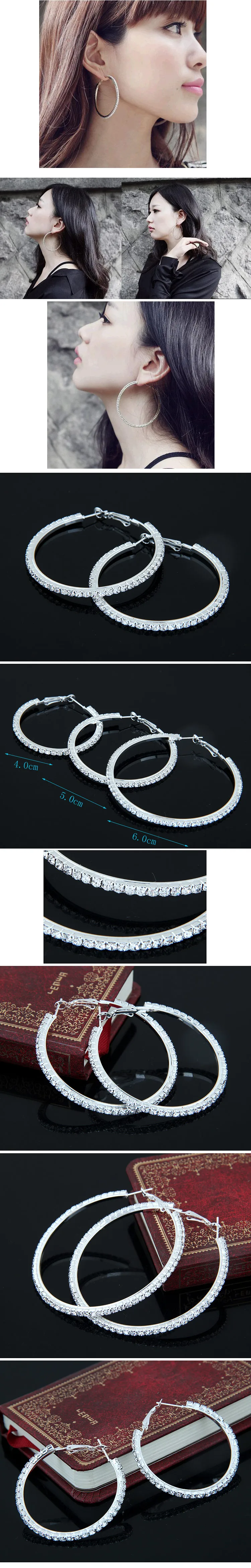 Fashion Round Alloy Inlay Rhinestone Hoop Earrings 1 Pair display picture 1
