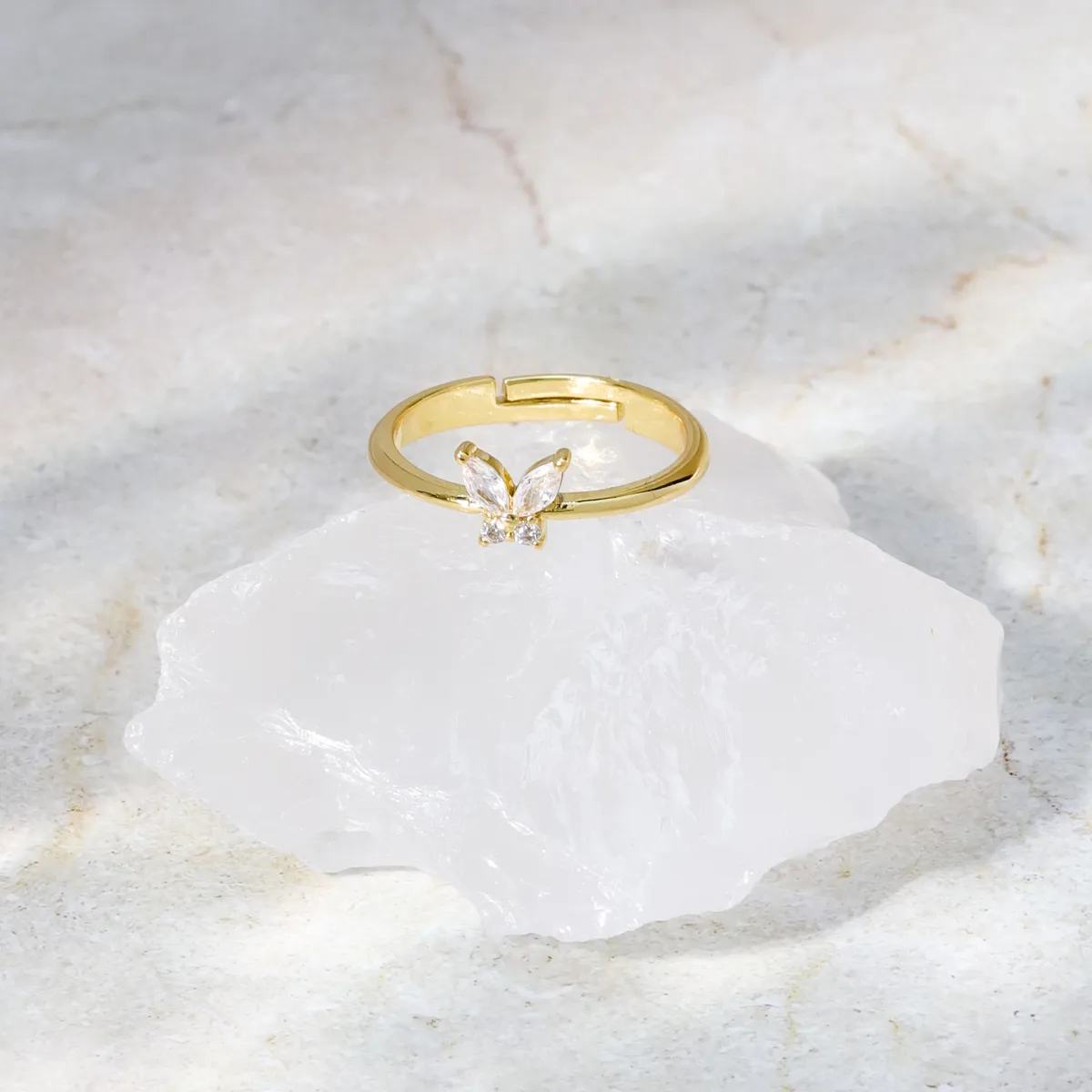 Fashion Butterfly Copper Rings Gold Plated Zircon Copper Rings 1 Piece display picture 2