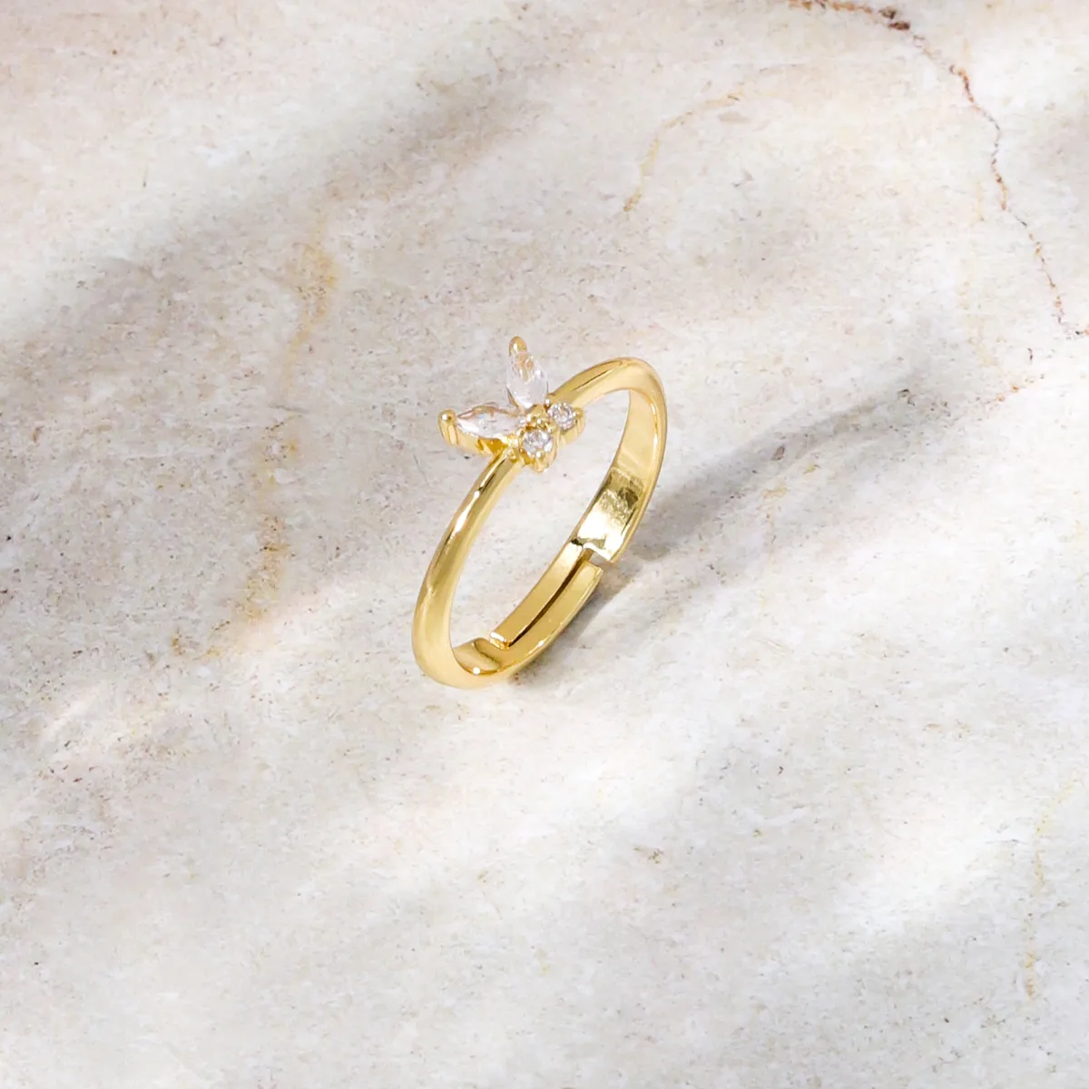 Fashion Butterfly Copper Rings Gold Plated Zircon Copper Rings 1 Piece display picture 3