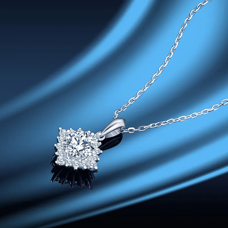 925 Sterling Silver Artificial Gemstones Rhinestone Plating Geometric Necklace display picture 2