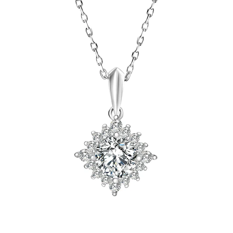 925 Sterling Silver Artificial Gemstones Rhinestone Plating Geometric Necklace display picture 1