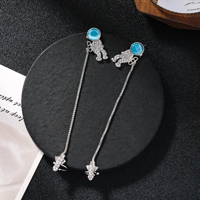 Fashion Astronaut Alloy Tassel Rhinestone Earrings display picture 7