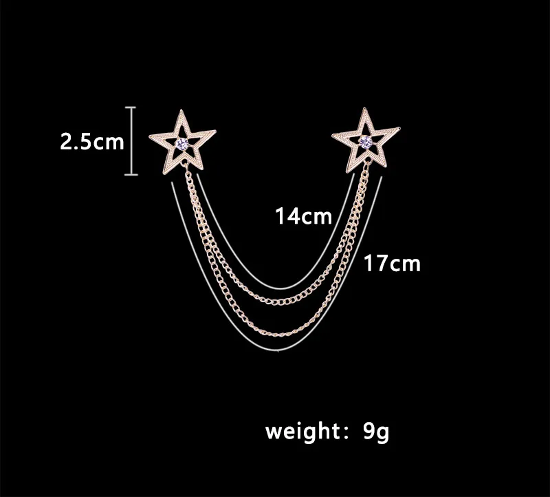 Fashion Pentagram Alloy Diamond Unisex Brooches Collar Pin display picture 1