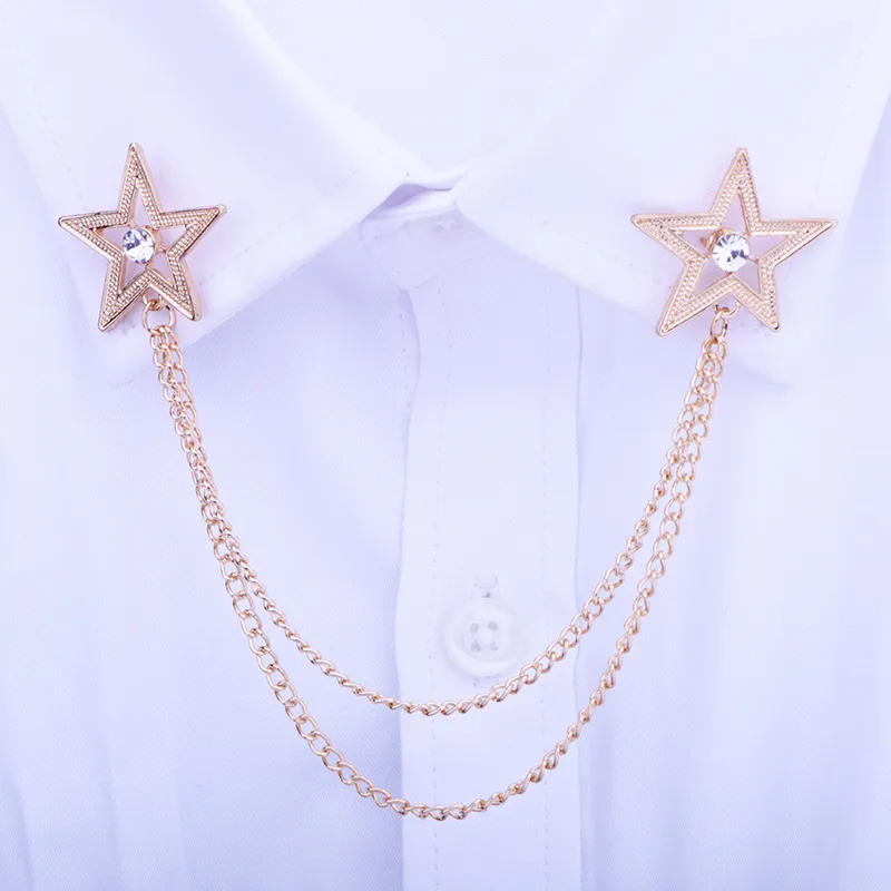 Fashion Pentagram Alloy Diamond Unisex Brooches Collar Pin display picture 2