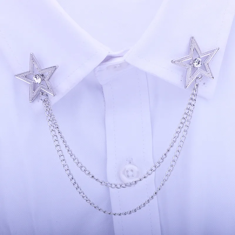 Fashion Pentagram Alloy Diamond Unisex Brooches Collar Pin display picture 3