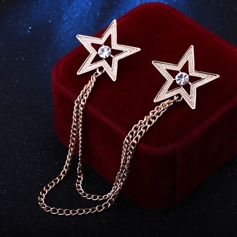 Fashion Pentagram Alloy Diamond Unisex Brooches Collar Pin display picture 6