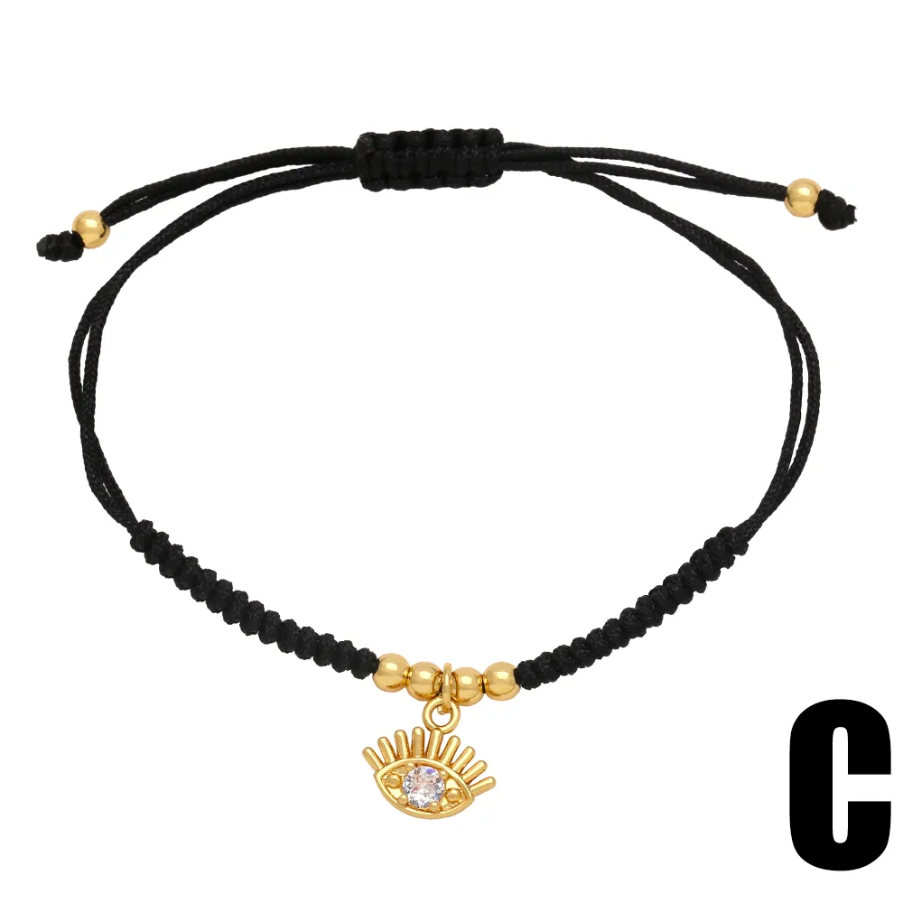 Simple Style Eye Rope Copper Plating Inlay Zircon 18k Gold Plated Unisex Bracelets display picture 2