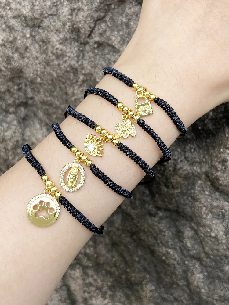 Simple Style Eye Rope Copper Plating Inlay Zircon 18k Gold Plated Unisex Bracelets display picture 8