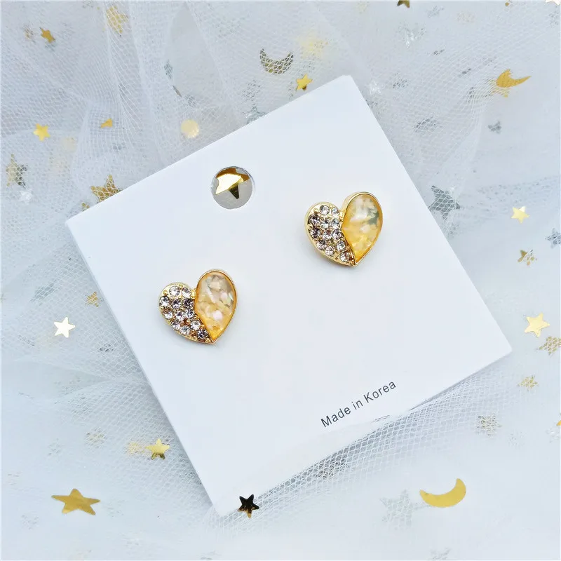1 Pair Simple Style Heart Shape Inlay Alloy Rhinestones Ear Studs display picture 2