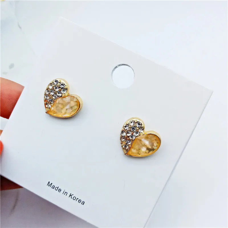 1 Pair Simple Style Heart Shape Inlay Alloy Rhinestones Ear Studs display picture 3