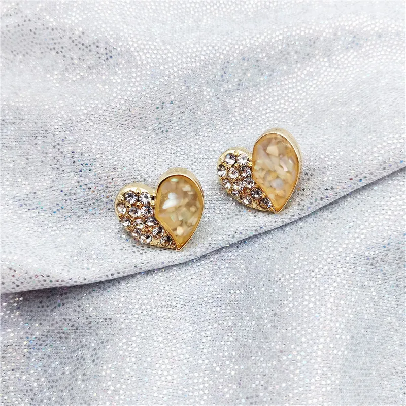 1 Pair Simple Style Heart Shape Inlay Alloy Rhinestones Ear Studs display picture 5
