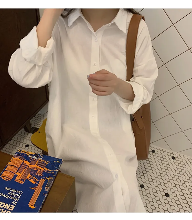 Women's Shirt Dress Casual Turndown Long Sleeve Solid Color Midi Dress Daily display picture 2