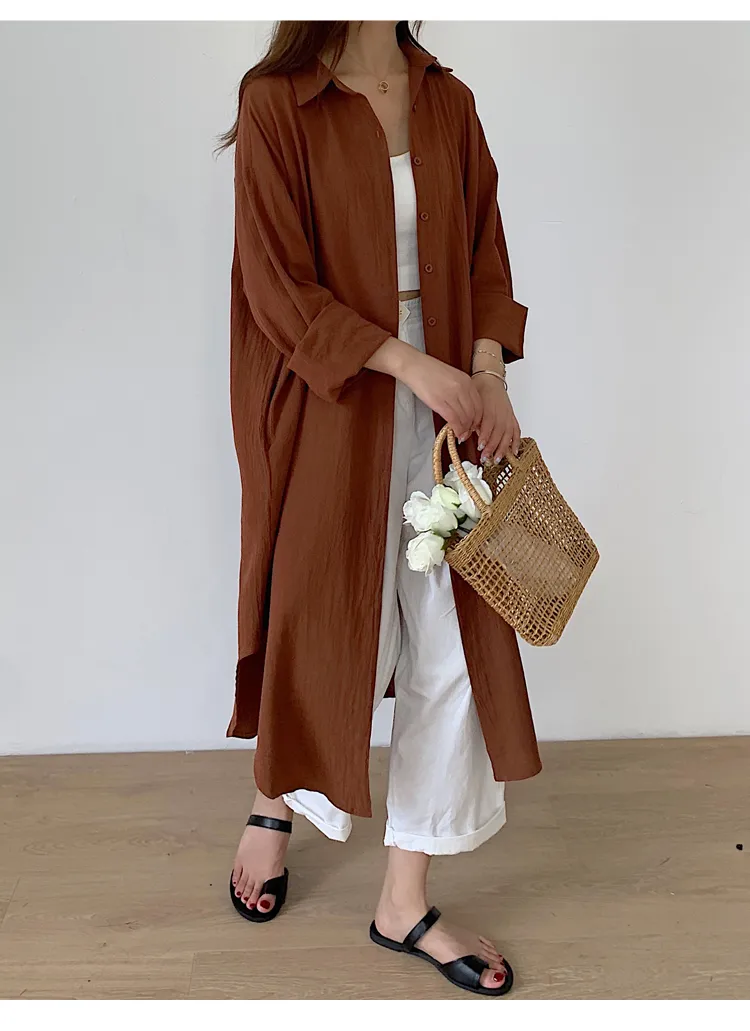 Women's Shirt Dress Casual Turndown Long Sleeve Solid Color Midi Dress Daily display picture 9