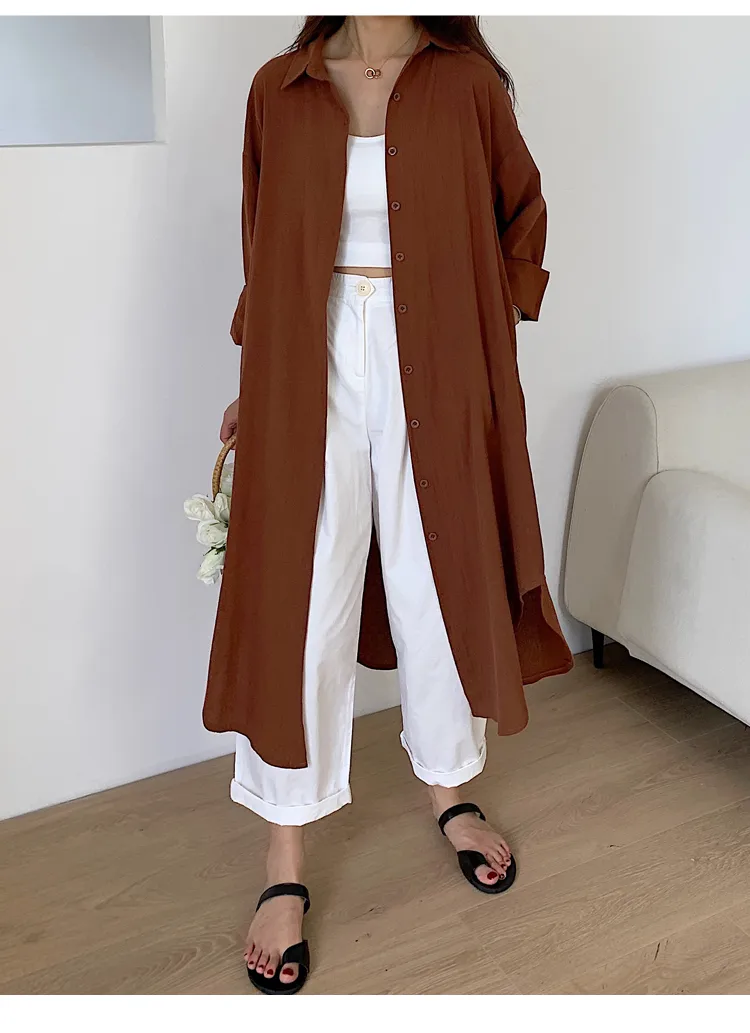 Women's Shirt Dress Casual Turndown Long Sleeve Solid Color Midi Dress Daily display picture 10