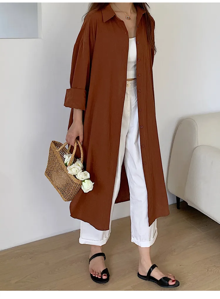 Women's Shirt Dress Casual Turndown Long Sleeve Solid Color Midi Dress Daily display picture 21