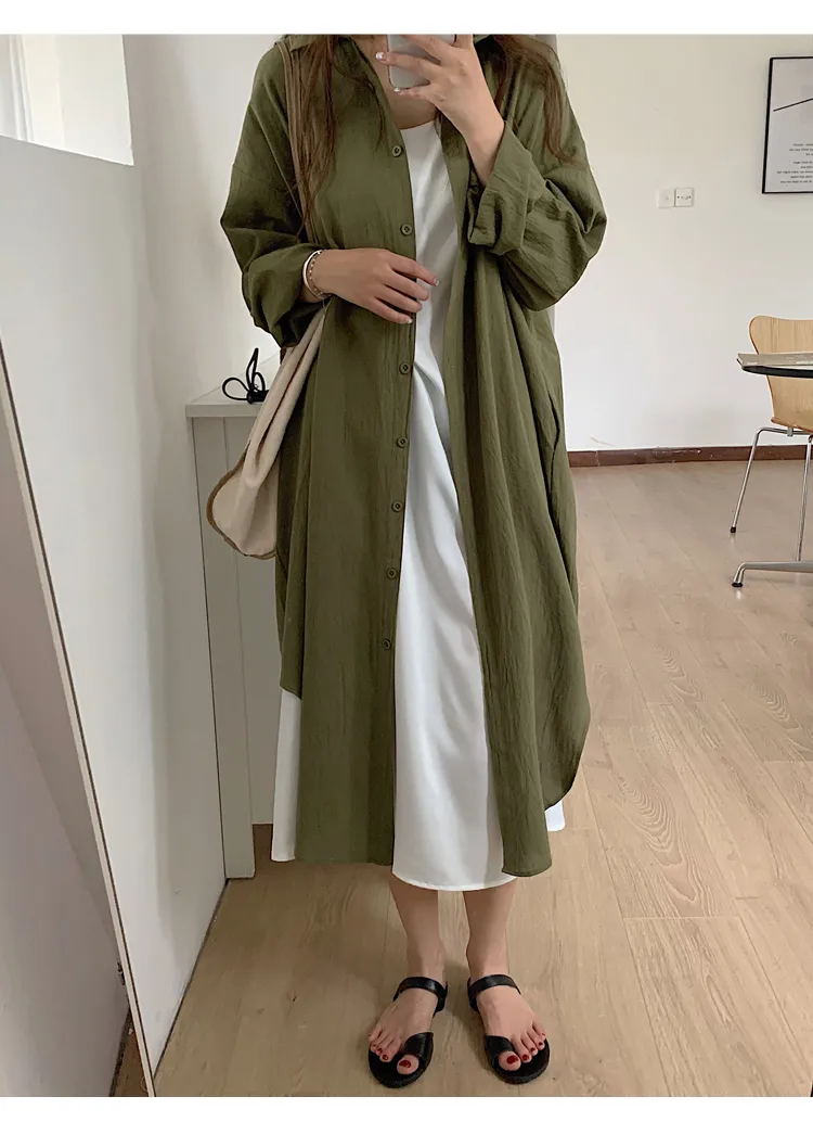 Women's Shirt Dress Casual Turndown Long Sleeve Solid Color Midi Dress Daily display picture 22