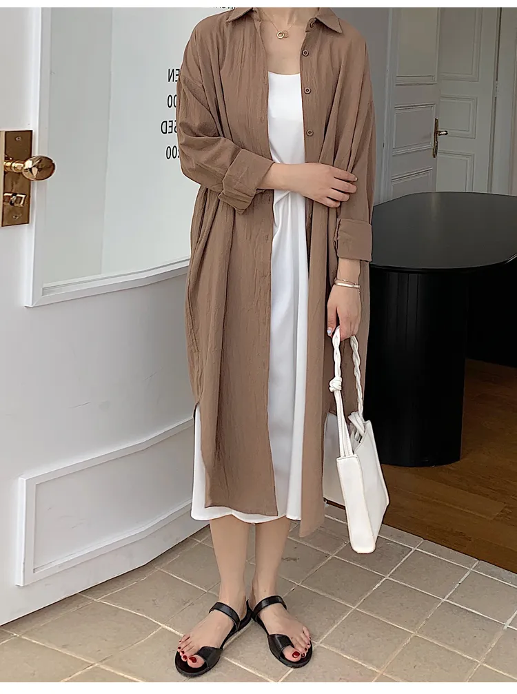 Women's Shirt Dress Casual Turndown Long Sleeve Solid Color Midi Dress Daily display picture 26