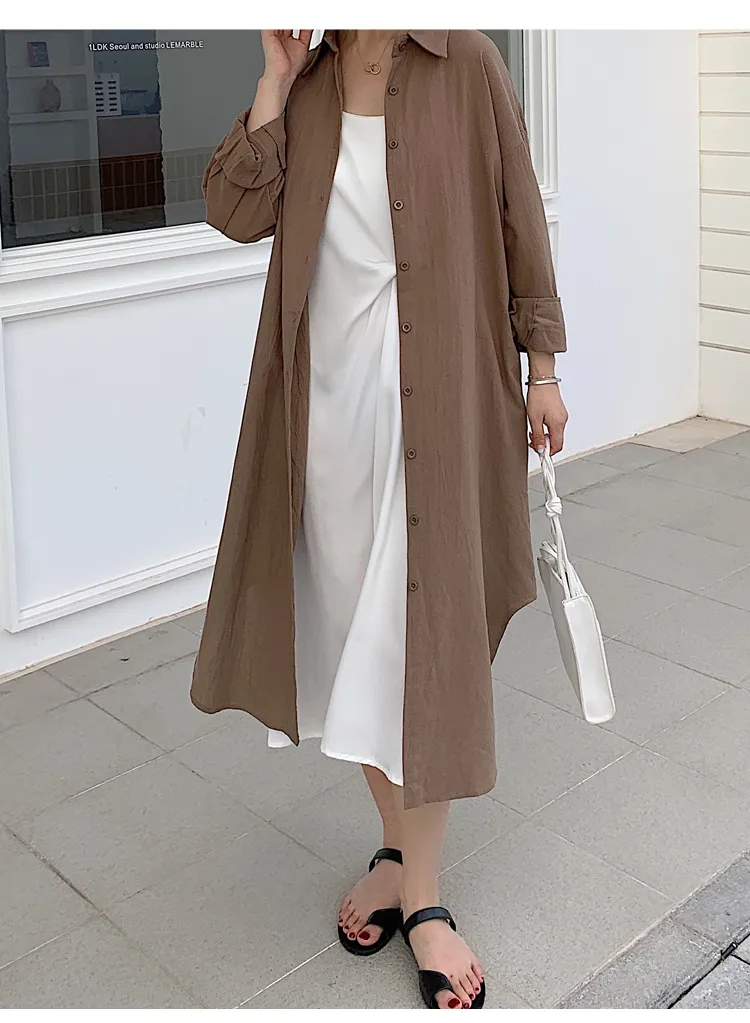 Women's Shirt Dress Casual Turndown Long Sleeve Solid Color Midi Dress Daily display picture 31
